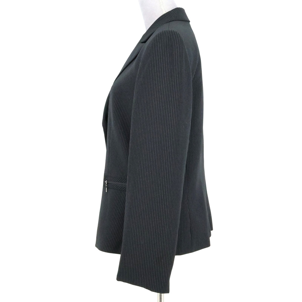 Daniele O Tahari Levine Jacket Womens 14 Black Pinstripe Lined Blazer Pockets - Picture 14 of 16